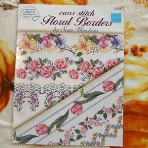 VTG 1990 Floral‎ Borders Cross Stitch Pattern Booklet VTG Crafts